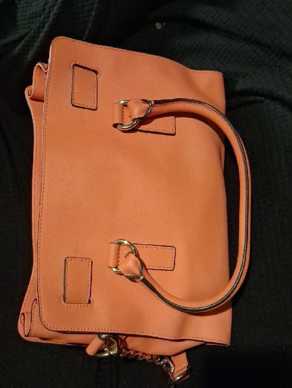 Michael Kors Coral Leather Tote with Gold Logo Medallion - Picture 3 of 6